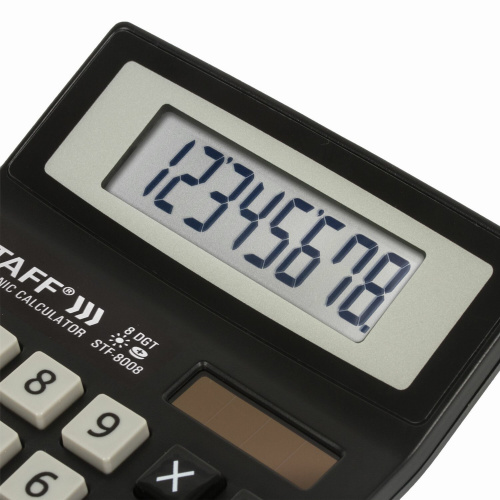 Калькулятор настольный STAFF STF-8008, 113х87 мм, 8 разрядов, двойное питание фото 10