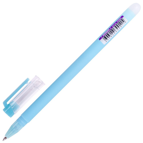 Ручка стираемая гелевая ЮНЛАНДИЯ "Лимонад", прорезиненный корпус, линия письма 0,35 мм, синяя фото 8