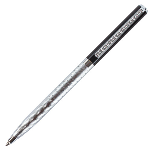 Ручка подарочная шариковая GALANT "Landsberg", корпус серебристый с черным, синяя фото 2