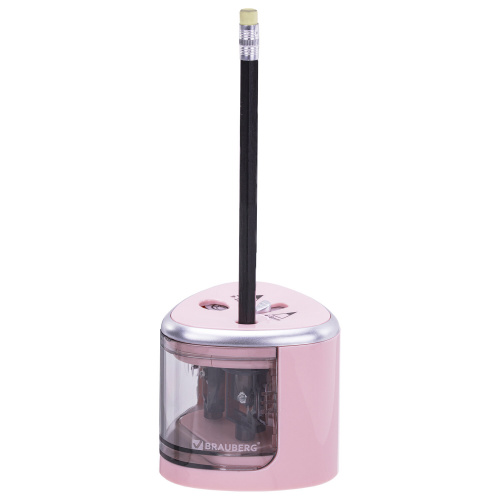 Точилка электрическая BRAUBERG DUAL, 4 батарейки АА, розовая фото 2