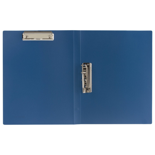 Папка с 2-мя металлическими прижимами BRAUBERG, стандарт, до 100 листов, 0,6 мм, синяя фото 8