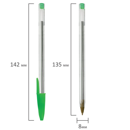 Ручка шариковая STAFF "Basic Budget BP-04", линия письма 0,5 мм, с штрихкодом, зеленая фото 3