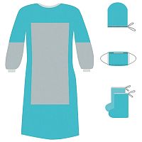 Комплект одноразовой одежды для хирурга ГЕКСА КХ-02, с усиленной защитой, 4 предмета