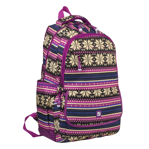 Рюкзак BRAUBERG "Фиолетовые узоры", канвас, 47х32х14 см, молодежный фото 5