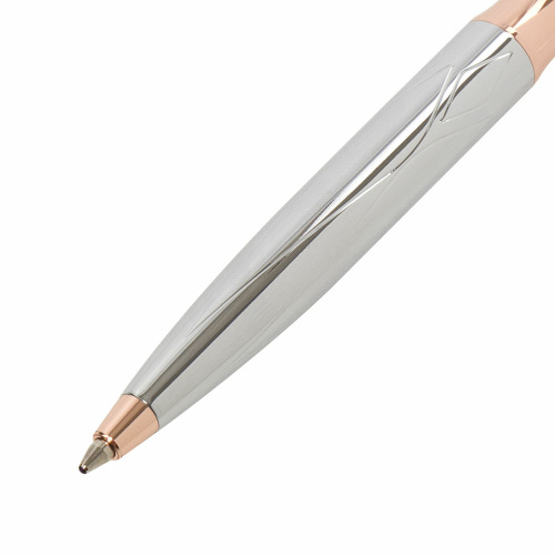 Ручка подарочная шариковая GALANT "NUANCE SILVER", корпус серебристый, детали розовое золото, синяя фото 8