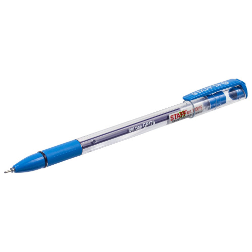 Ручка гелевая с грипом STAFF "College", корпус прозрачный, линия письма 0,3 мм, синяя фото 4