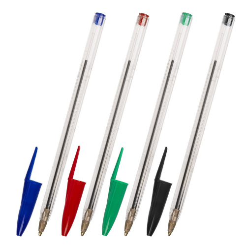 Ручки шариковые STAFF Basic Budget BP-02, 4 цв., длина корпуса 13,5 см, линия письма 0,5 мм фото 2