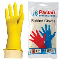 Перчатки хозяйственные латексные PACLAN Professional, х/б напыление, размер M, желтые