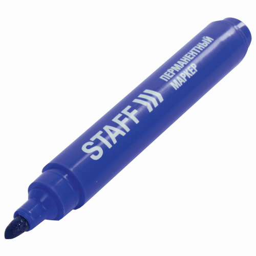 Маркер перманентный (нестираемый) STAFF "Basic", круглый наконечник, 2,5 мм, синий фото 3
