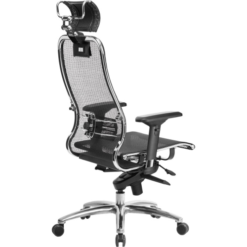 Кресло офисное МЕТТА "SAMURAI" S-3.04, с подголовником, сверхпрочная ткань-сетка, черное фото 4