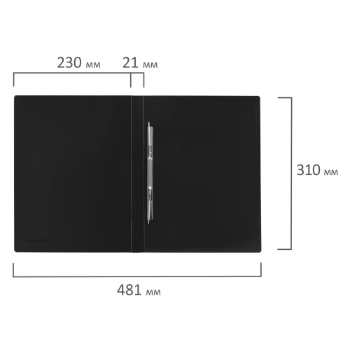 Папка с металлическим скоросшивателем BRAUBERG, стандарт, до 100 листов, 0,6 мм, черная фото 4