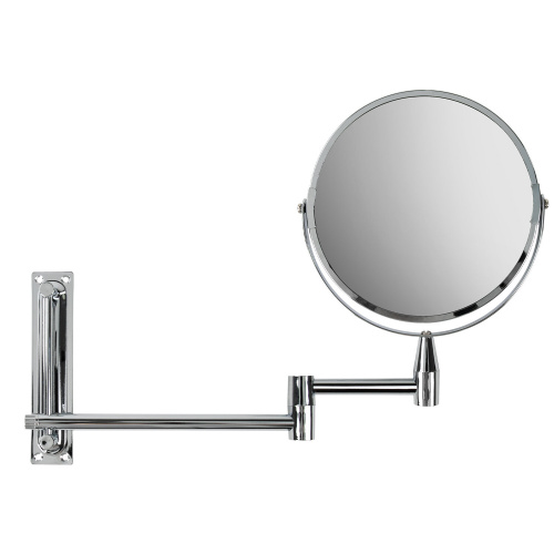 Зеркало настенное BRABIX, диаметр 17 см, двусторонее, с увеличением, нержавеющая сталь, выдвижное фото 5