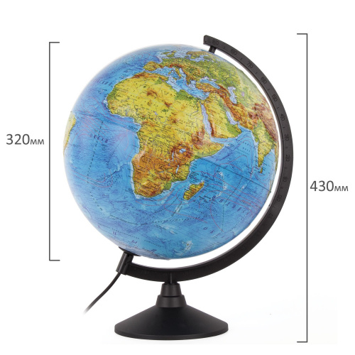 Глобус физический/политический Globen Классик, диаметр 320 мм, с подсветкой, рельефный фото 5