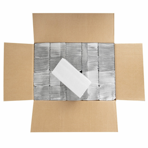 Полотенца бумажные VITA ЭКОНОМ, 250 шт., 22х23 см, 1-слой, серые, 20 пачек, V-сложение фото 3