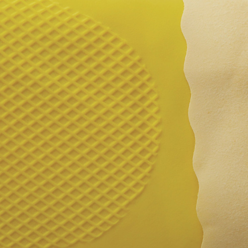 Перчатки латексные MANIPULA "Блеск", хлопчатобумажное напыление, размер 9-9,5 (L), желтые фото 3