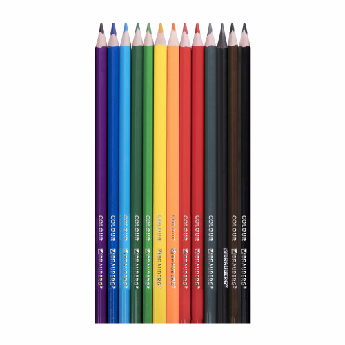 Карандаши цветные пластиковые, BRAUBERG PREMIUM 12 цветов + 1 чернографитный карандаш, трехгранный корпус, грифель 3 мм, 181936 фото 10