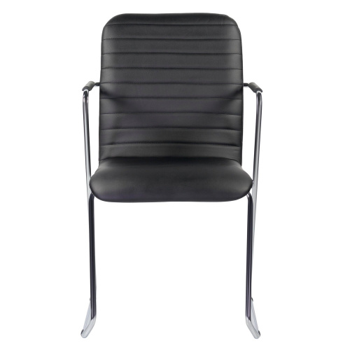 Кресло для приемных и переговорных BRABIX "Visit CF-101", хром, экокожа, черное фото 6