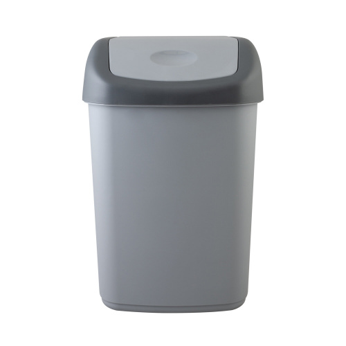 Ведро-контейнер для мусора, 55х30х28 см, 14 л, с крышкой, серое фото 2
