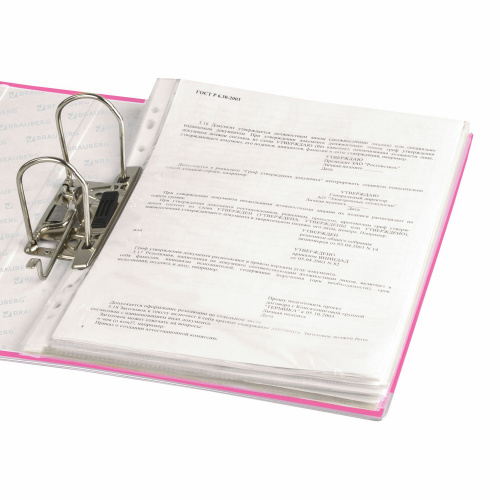 Папка-регистратор BRAUBERG, покрытие из ПВХ, 80 мм, с уголком, розовая фото 5