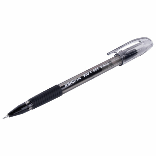 Ручка гелевая с грипом PENSAN "Soft Gel Fine", линия 0,4 мм, черная фото 5