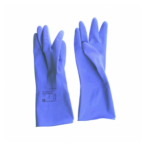 Перчатки латексные КЩС, прочные, хлопковое напыление, размер 8,5-9 L, большой, синие, HQ Profiline, 74735 фото 8