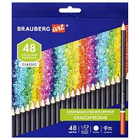 Карандаши художественные цветные BRAUBERG ART CLASSIC, 48 цветов, мягкий, грифель 3,3 мм