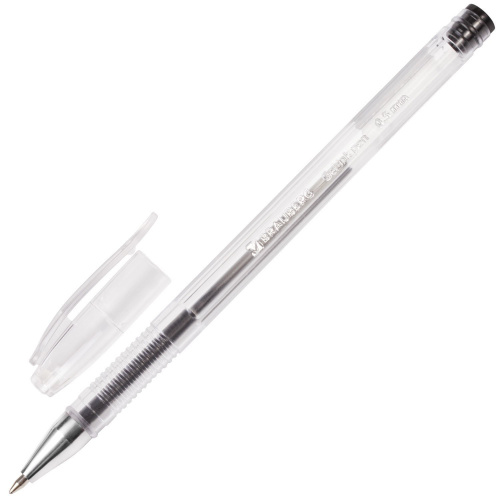Ручка гелевая BRAUBERG "Jet", корпус прозрачный, линия письма 0,35 мм, черная
