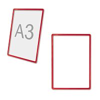 Рамка POS для рекламы и объявлений NO NAME, А3, без защитного экрана, красная