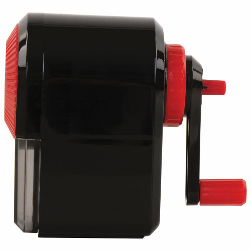 Точилка механическая BRAUBERG "ULTRA", для ч/гр и цветных карандашей, корпус черный с красным фото 4
