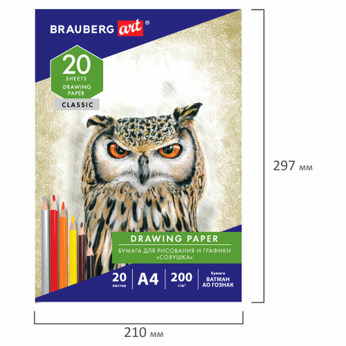 Бумага для рисования в папке BRAUBERG ART CLASSIC, А4, 20 л., 200 г/м2 фото 5