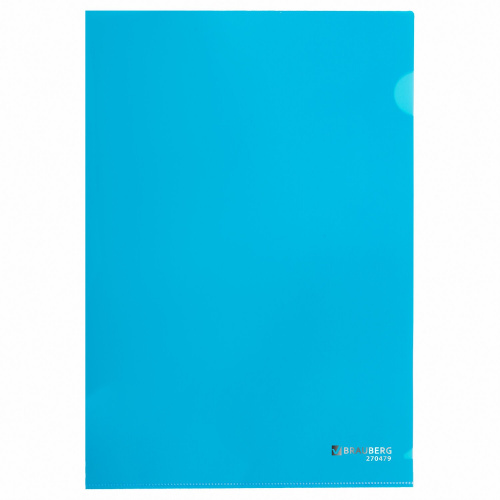 Папка-уголок плотная BRAUBERG SUPER, 0,18 мм, синяя фото 9