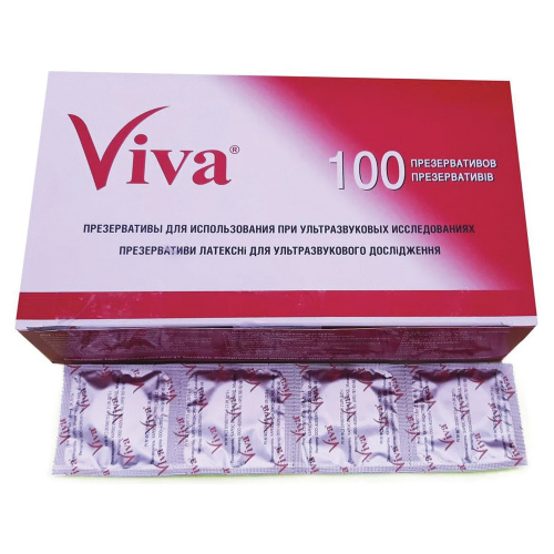 Презервативы для УЗИ VIVA, 100 шт., 210х28 мм, без накопителя, гладкие, без смазки фото 2