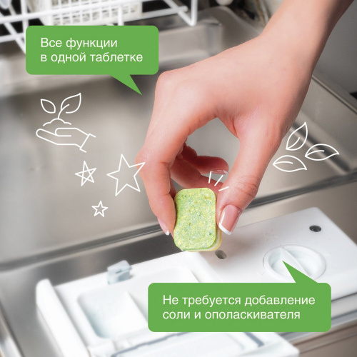 Таблетки для посудомоечных машин SYNERGETIC, 55 шт., биоразлагаемые, бесфосфатные фото 7