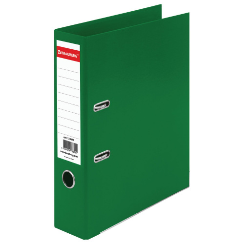 Папка-регистратор BRAUBERG "EXTRA", 75 мм, зеленая, двустороннее покрытие пластик, металлич уголок
