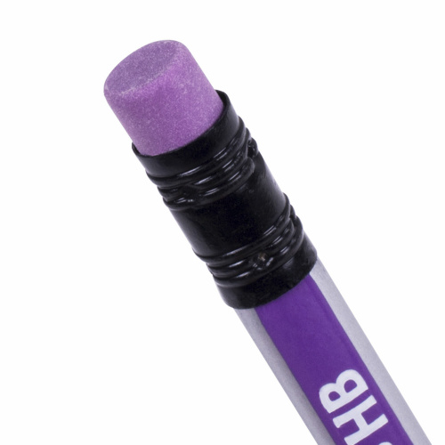 Карандаш чернографитный BRAUBERG "Lines", HB, трехгранный, с резинкой, фиолетовый/серебристый фото 7