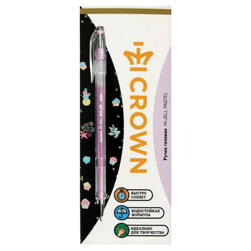Ручка гелевая CROWN "Hi-Jell Pastel", фиолетовая пастель, 0,8 мм, линия письма 0,5 мм фото 2