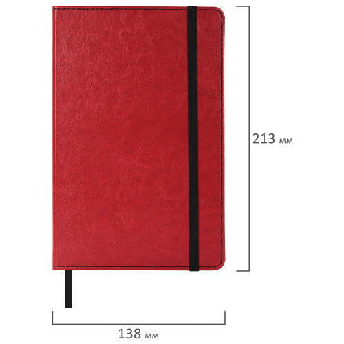 Ежедневник недатированный А5 138х213 мм BRAUBERG "Office", под кожу, 160 л., красный фото 2