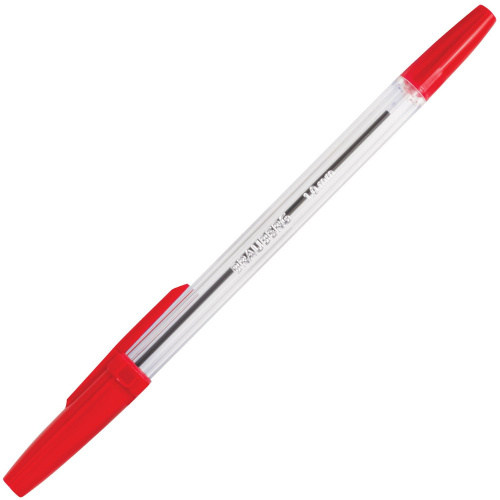 Ручка шариковая BRAUBERG "Line", корпус прозрачный, линия письма 0,5 мм, красная фото 8