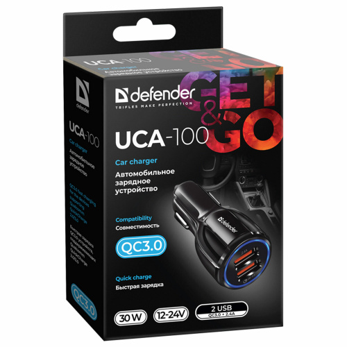 Зарядное устройство АВТОМОБИЛЬНОЕ DEFENDER UCA-100, 2 порта USB, выходной ток 3 А, 83833 фото 4