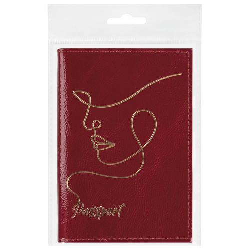 Обложка для паспорта натуральная кожа "наплак", тиснение золотом "Impression", красная, BRAUBERG фото 5