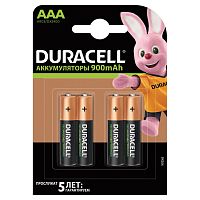 Батарейки аккумуляторные DURACELL, AAA, 4 шт., 900mAh, блистер