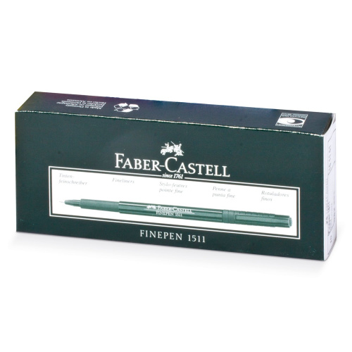 Ручка капиллярная (линер) FABER-CASTELL "Finepen 1511", корпус темно-зеленый, синяя фото 2