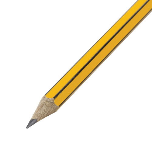 Карандаш чернографитный BRAUBERG, 1 шт., НВ, с резинкой, корпус желтый с черными полосами фото 2