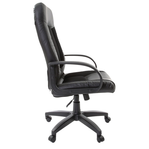 Кресло офисное BRABIX "Strike EX-525", экокожа черная, ткань черная фото 5