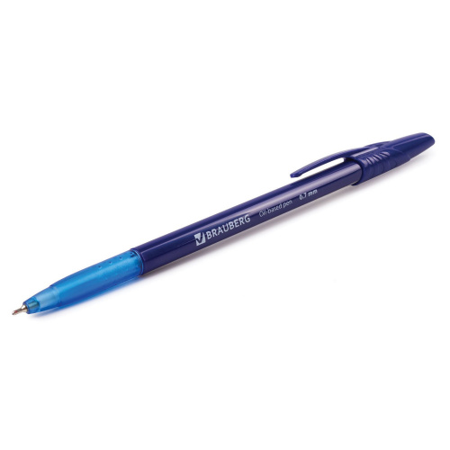Ручка шариковая масляная BRAUBERG "Oil Base", корпус синий, линия письма 0,35 мм, синяя фото 7