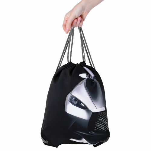 Мешок для обуви BRAUBERG PREMIUM, карман, подкладка, светоотражайка, 43х33 см, "Black car" фото 5