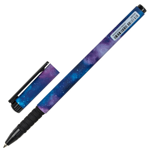 Ручка шариковая BRAUBERG SOFT TOUCH GRIP "SPACE", мягкое покрытие, узел 0,7 мм, синяя фото 3