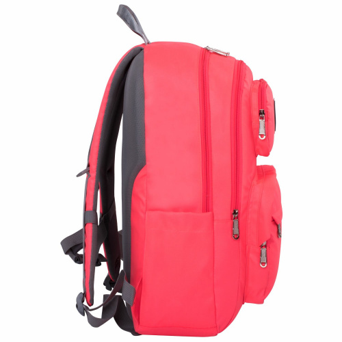 Рюкзак BRAUBERG LIGHT, 47х31х13 см, молодеж, с отделен для ноутбука, нагруд ремешок, неон-коралловый фото 4
