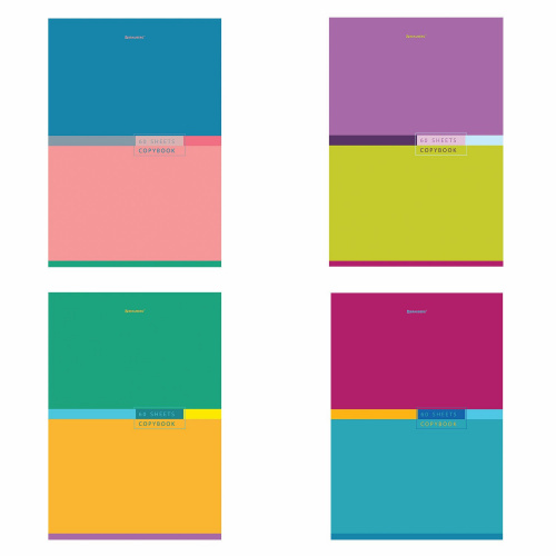 Тетрадь BRAUBERG "Color", А4, 60 л., скоба, клетка, обложка картон
