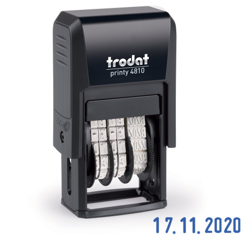 Датер-мини TRODAT, 20х3,8 мм, месяц цифрами, для банка, синий, корпус черный